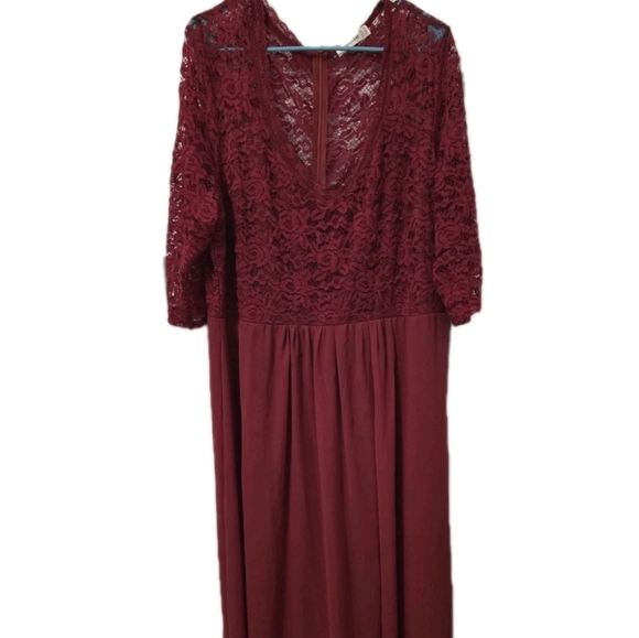 Nemidor Burgundy Lace Maxi  Bridesmaid Formal Gown Holiday Size 20 - Picture 2 of 15